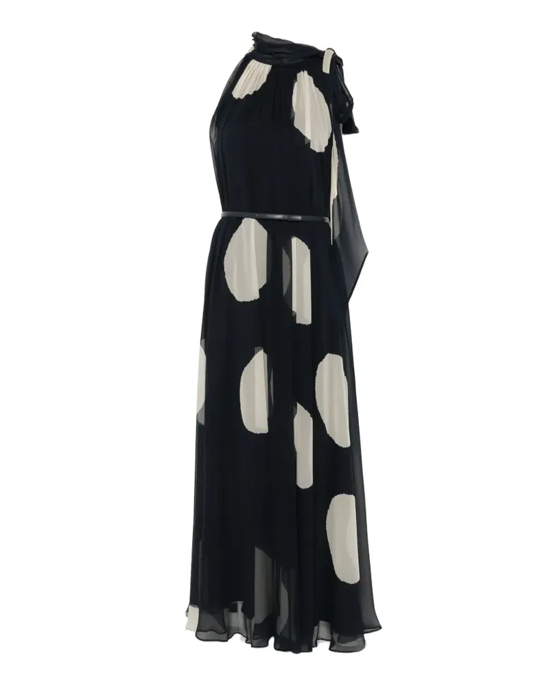 Max Mara Maxikleid mit Polka Dots - Schwarz Schwarz