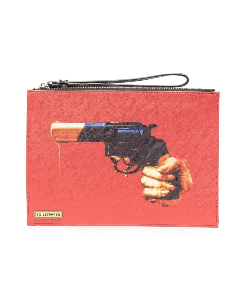 Seletti Kulturbeutel mit grafischem Print - Rot Rot