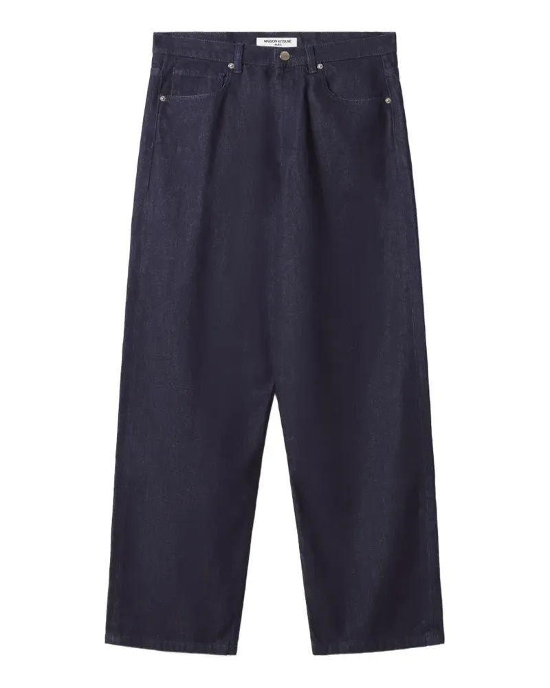 Kitsuné Weite Jeans mit Logo-Patch - Blau Blau