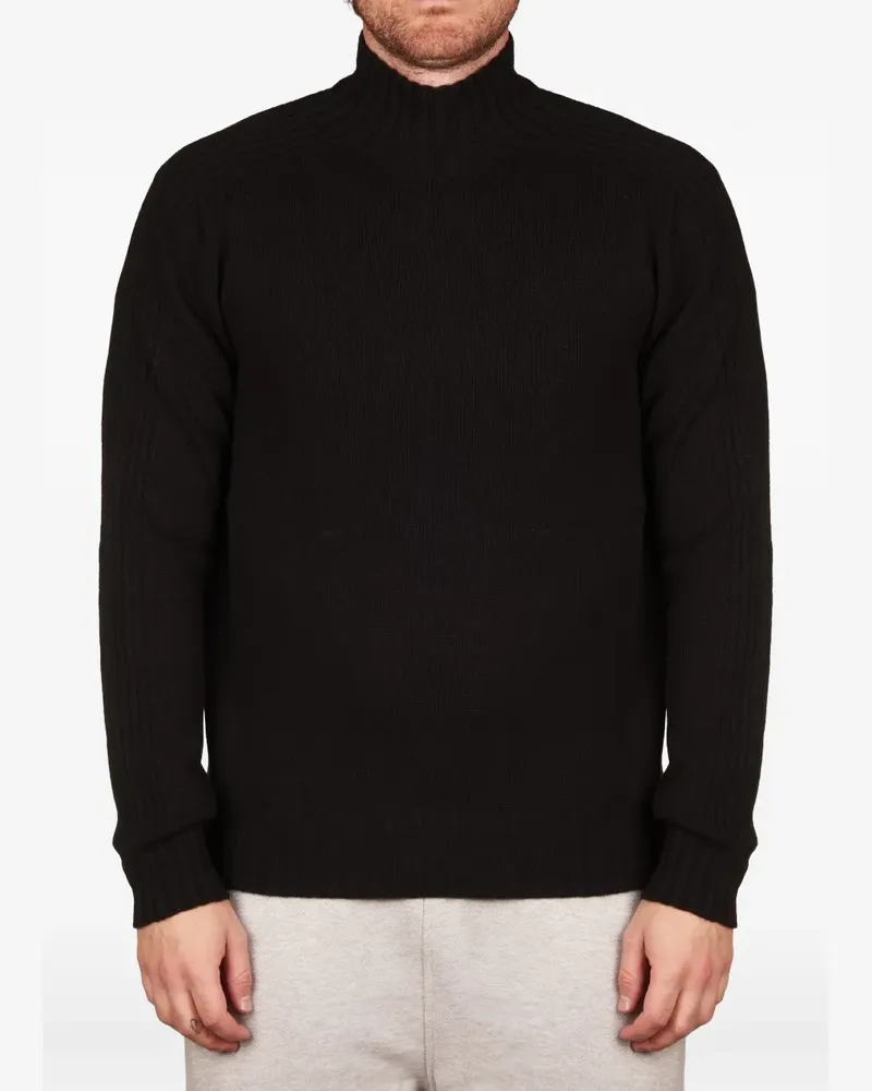 Alpha Studio ribbed-knit high-neck wool sweater - Schwarz Schwarz