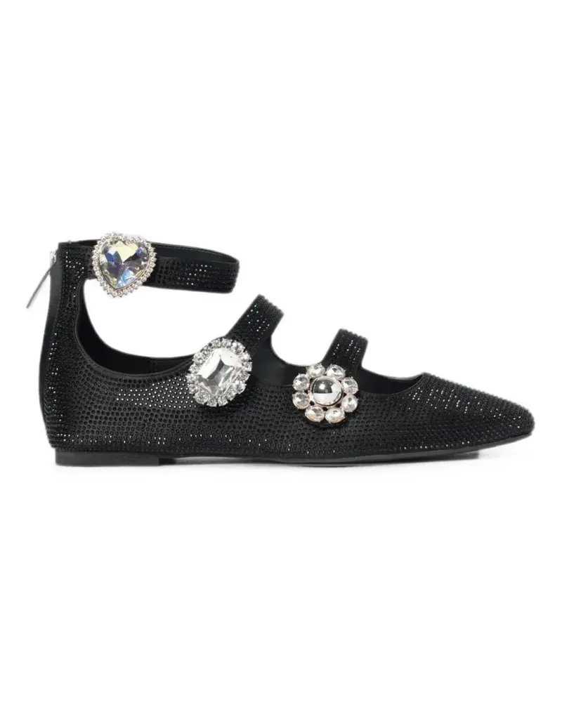 Kurt Geiger crystal-embellished pointed-toe flat-pumps - Schwarz Schwarz