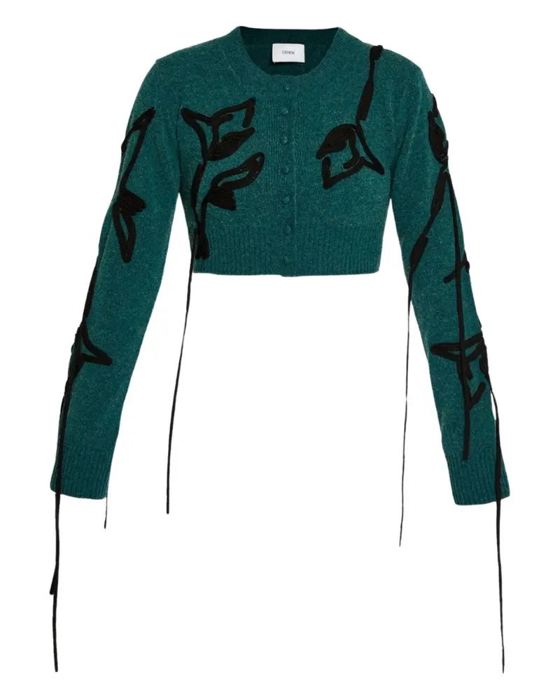 Erdem Cardigan mit Blumenapplikation - Grün Grün