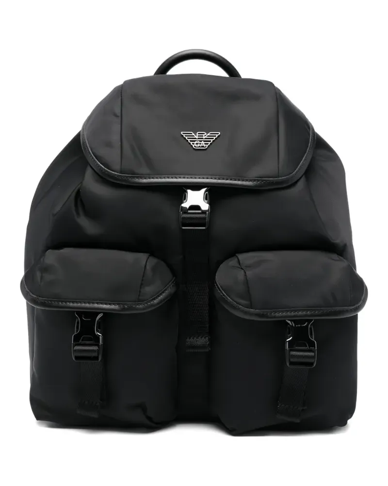 Emporio Armani Rucksack mit Logo-Schild - Schwarz Schwarz