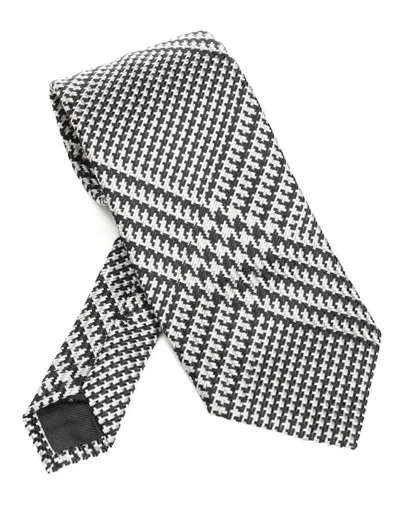 Tom Ford Seidenkrawatte mit Hahnentrittmuster - Schwarz Schwarz