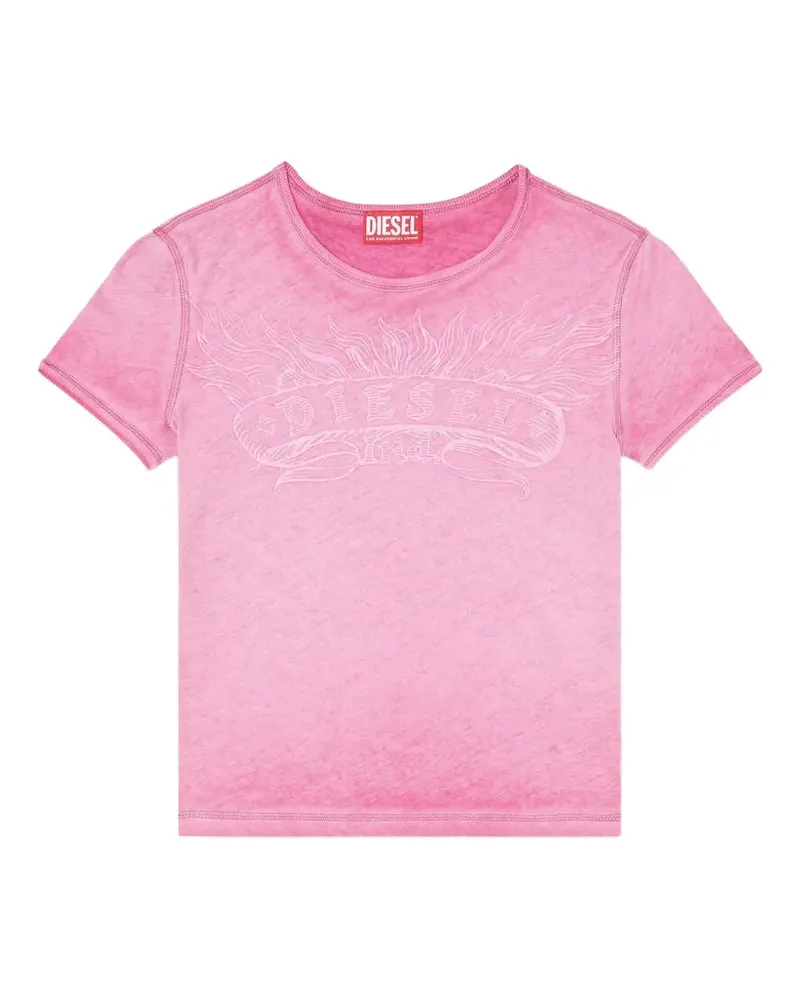 Diesel Pigmentgefärbtes T-Shirt mit grafischem Print - Rosa Rosa