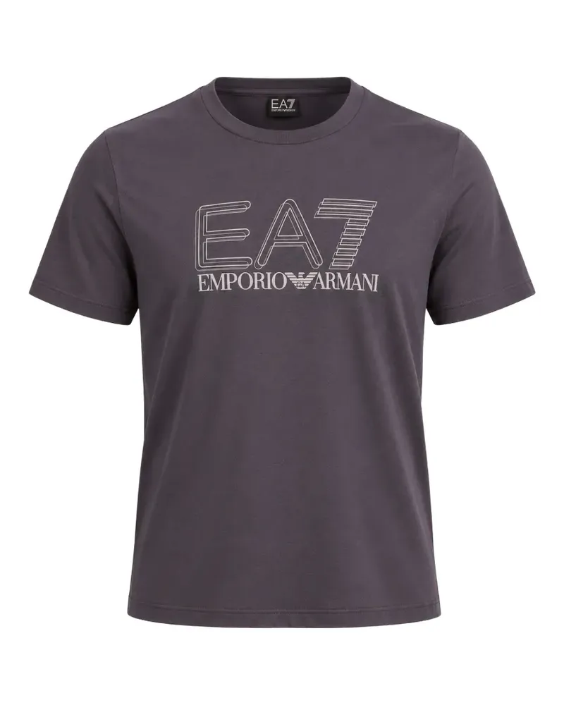 EA7 Visibility logo-print cotton T-shirt - Grau Grau