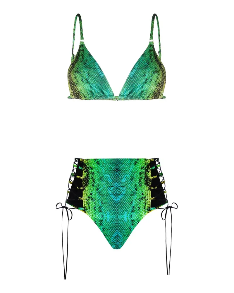 Noire Swimwear Green Snake tie-side bikini - Grün Grün
