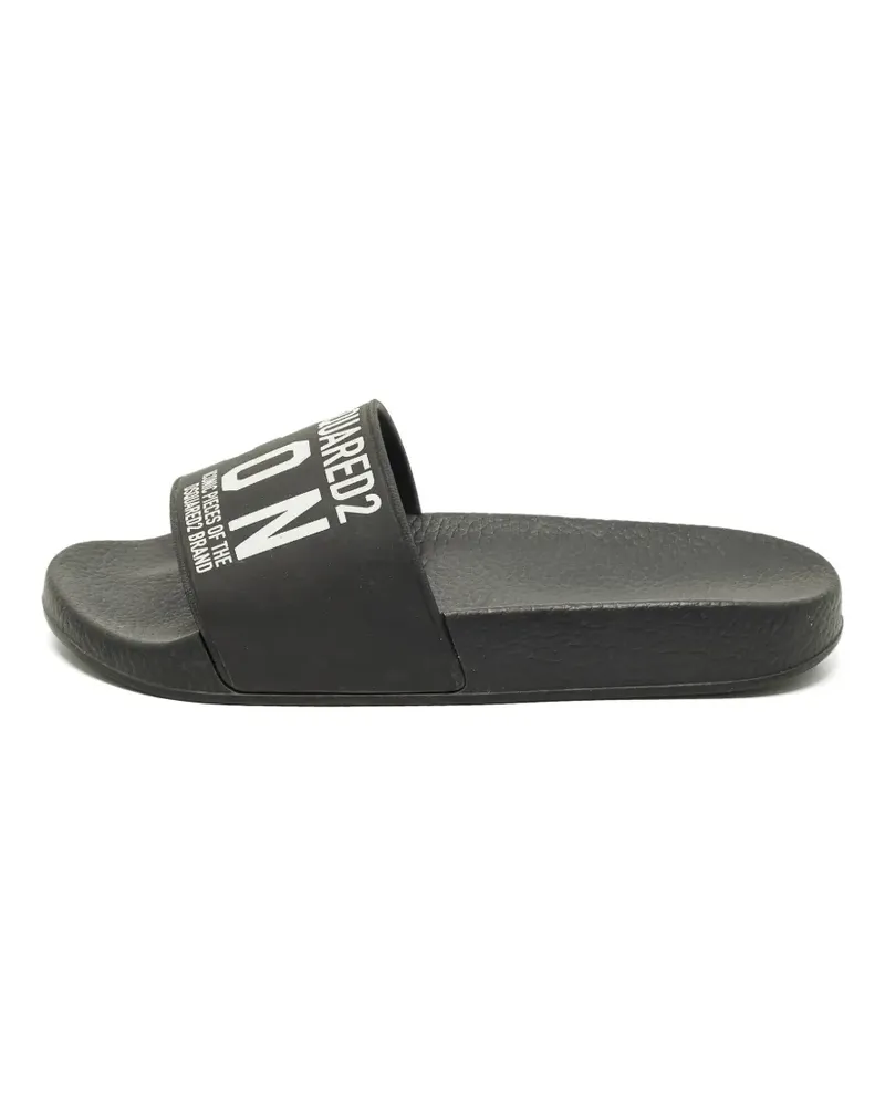 Dsquared2 Icon Pantoletten mit Logo-Print - Schwarz Schwarz