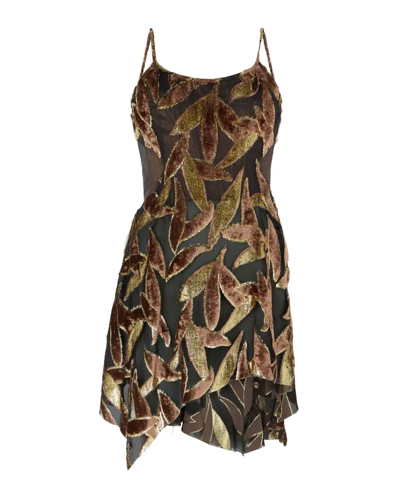 Roberto Cavalli foliage-motif mini dress - Braun Braun