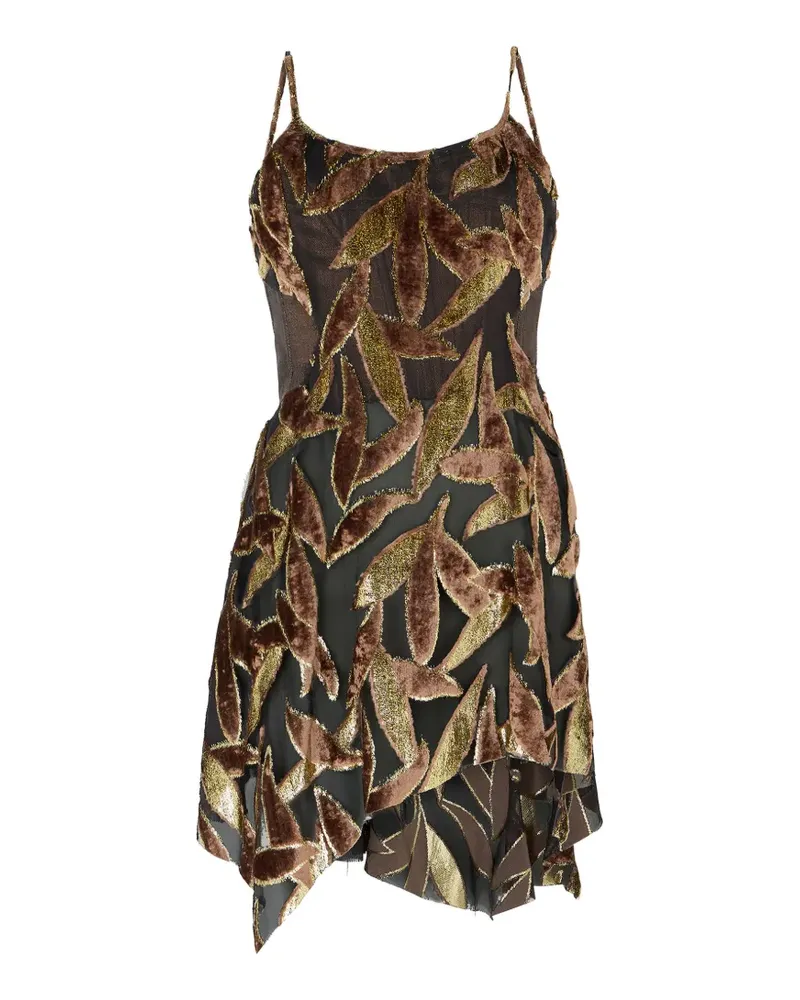 Roberto Cavalli foliage-motif mini dress - Braun Braun