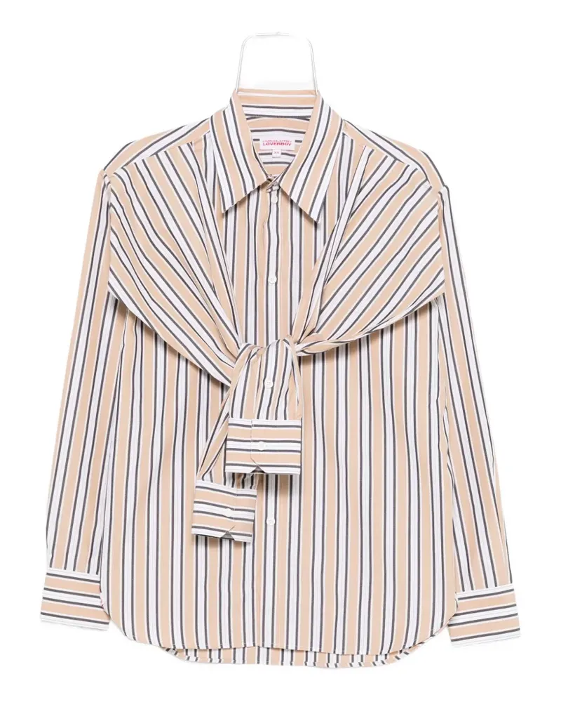 Charles Jeffrey Loverboy Hold Me striped tie-detail shirt - Nude Nude