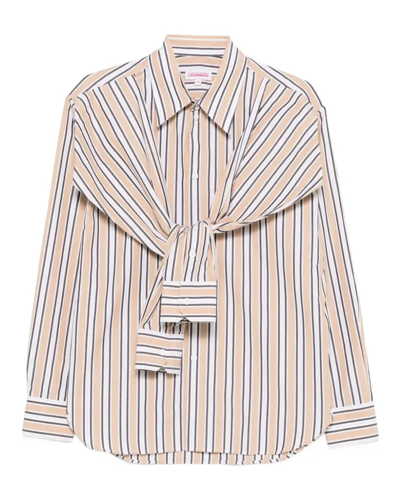 Charles Jeffrey Loverboy Hold Me striped tie-detail shirt - Nude Nude