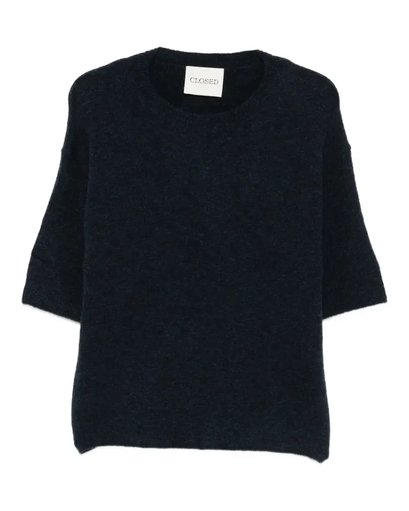 Closed short-sleeve crew-neck sweater - Blau Blau