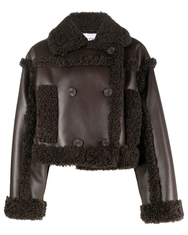 STAND Cropped-Jacke mit Shearling - Braun Braun
