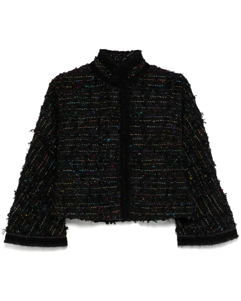 SHIATZY CHEN Sense of Ink Collection Tweed-Jacke mit Mandarinkragen - Schwarz Schwarz