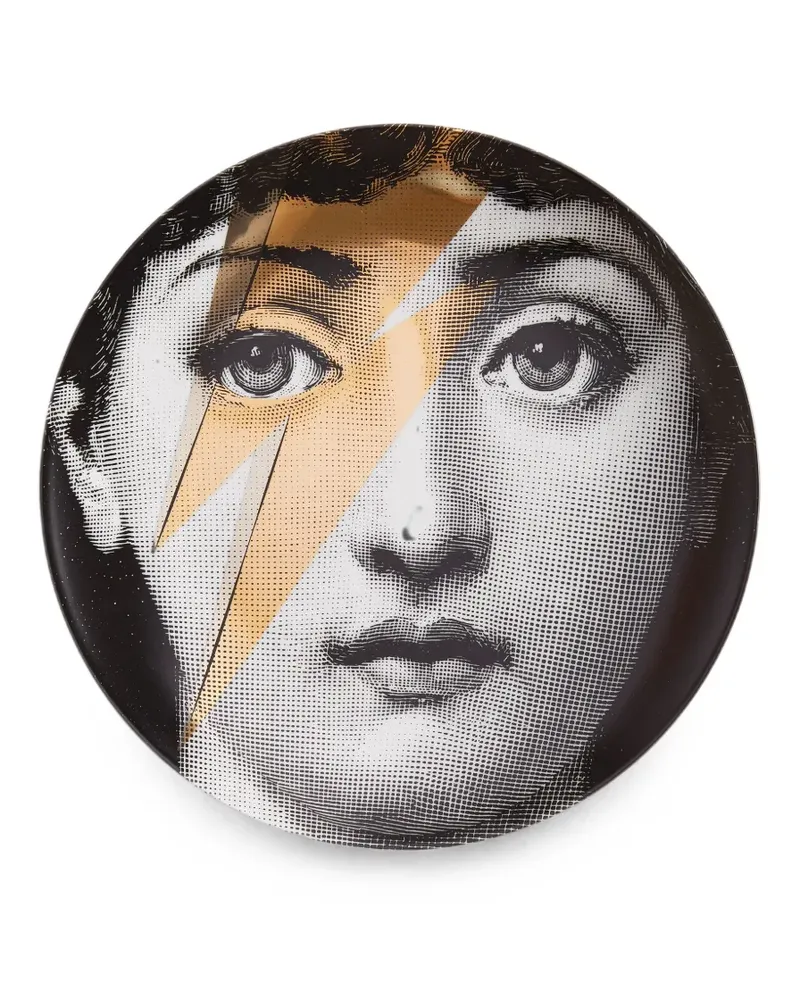 Fornasetti Teller mit Print - Schwarz Schwarz