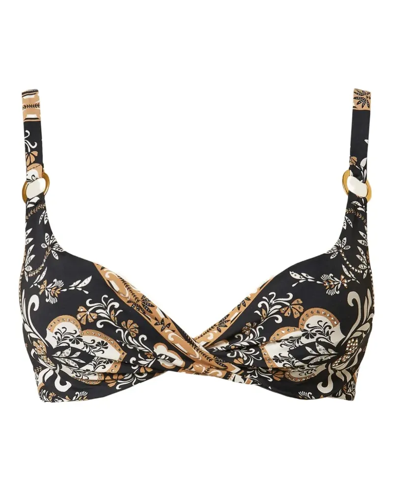 Twin-Set foulard-print underwired bikini top - Schwarz Schwarz