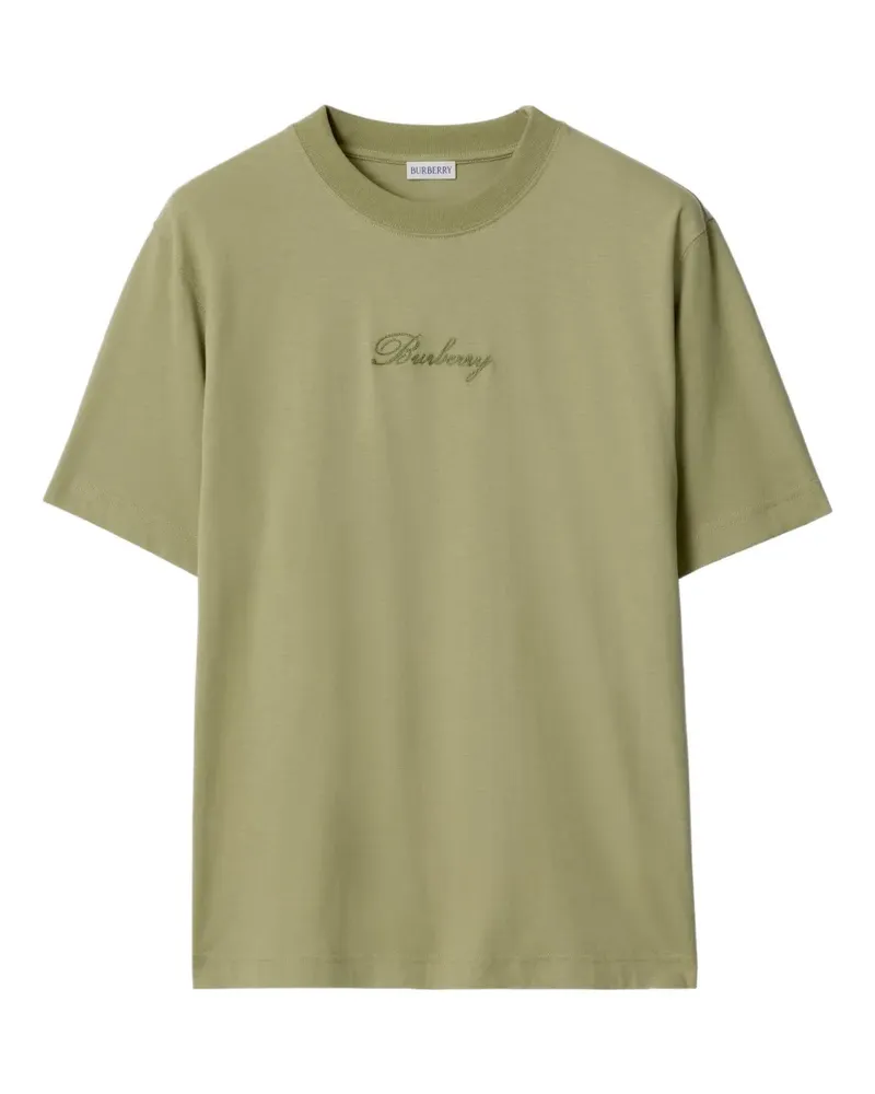 Burberry T-Shirt mit kursivem Logo - Grün Grün