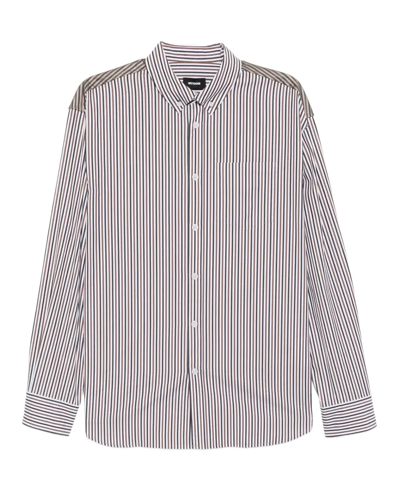 WE 11 DONE Gestreiftes Button-down-Hemd - Weiß Weiß