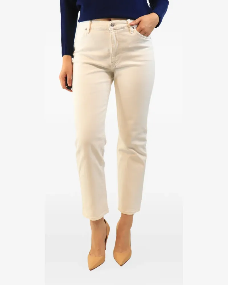 Frame Denim contrast-stitched cropped jeans - Weiß Weiß