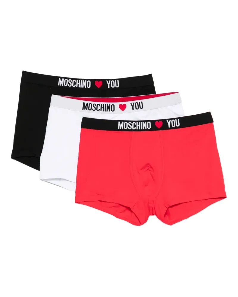 Moschino Set aus drei Boxershorts mit Logo-Bund - Rot Rot