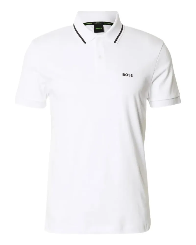 HUGO BOSS Paddy Poloshirt mit gestreiftem Kragen - Weiß Weiß