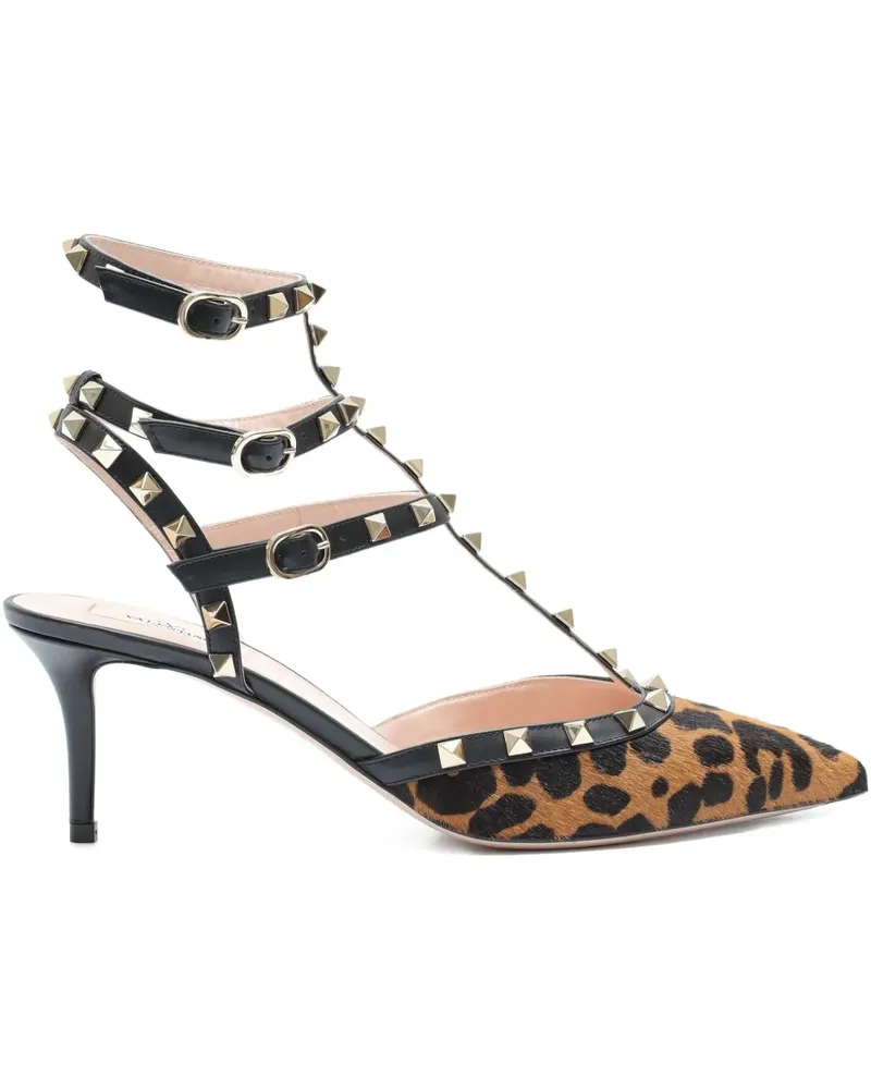 Valentino Garavani Rockstud animal-print heeled sandals - Braun Braun