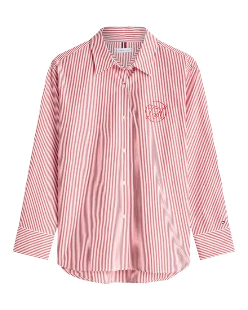 Tommy Hilfiger Gestreiftes Hemd mit Stickerei - Rot Rot