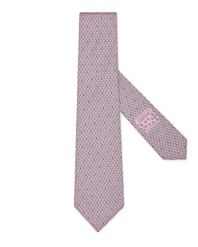 Ermenegildo Zegna Seidenkrawatte mit Bienen-Print - Rosa Rosa