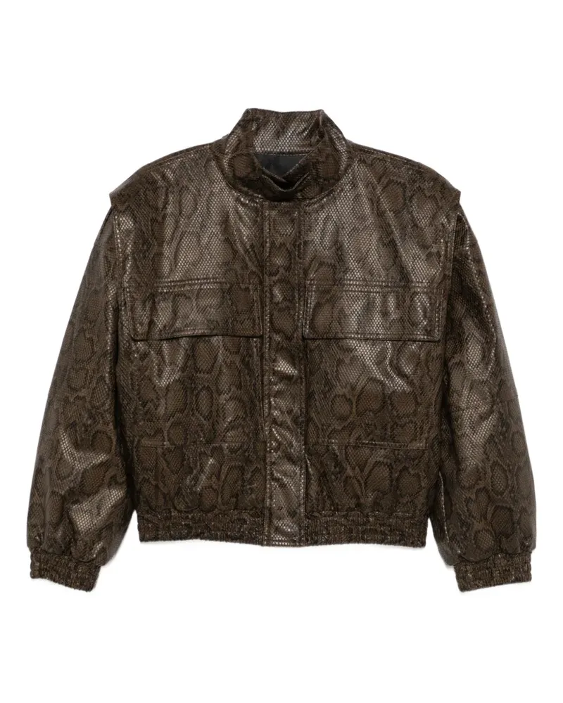 Twin-Set Stehkragen-Jacke mit Schlangen-Effekt - Braun Braun