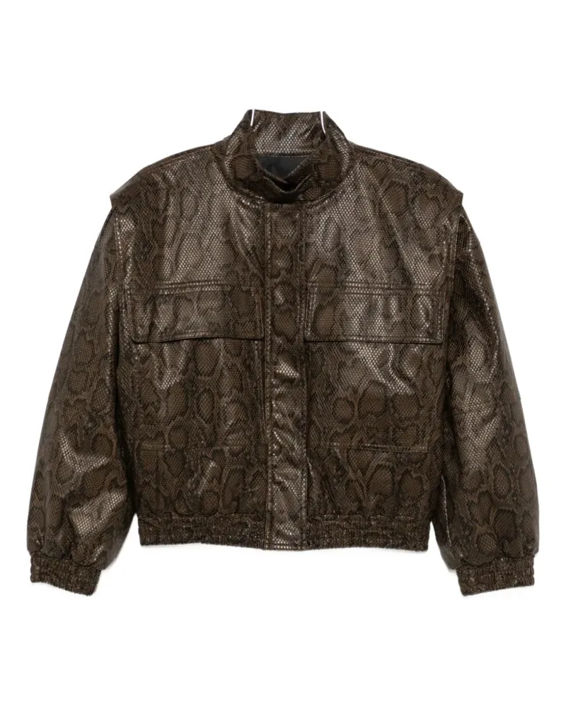 Twin-Set snake-effect high-neck jacket - Braun Braun