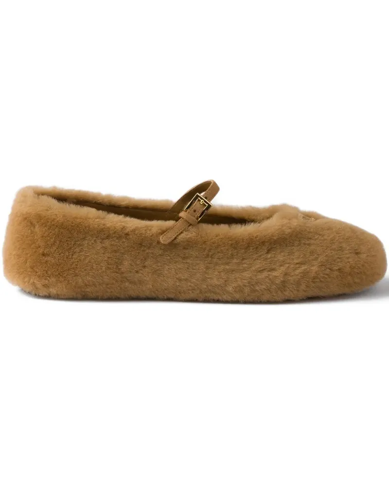 Prada Ballerinas aus Shearling - Braun Braun