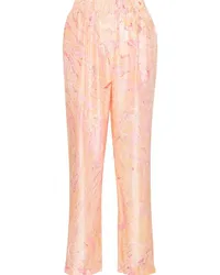 forte_forte Hose aus Seide mit abstraktem Print Rosa