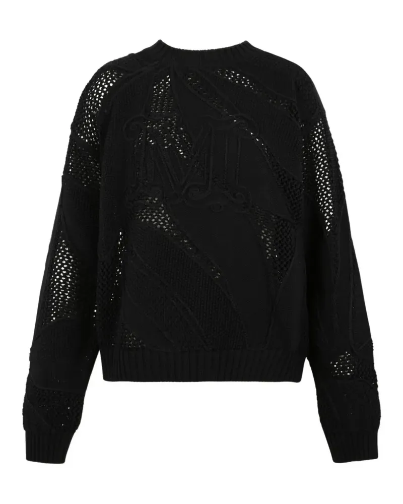 Max Mara Lochstrick-Pullover mit Logo-Stickerei - Schwarz Schwarz
