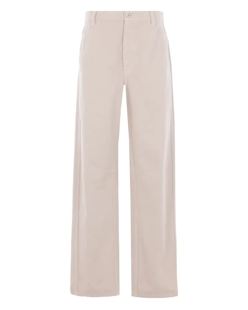 Brunello Cucinelli Geknöpfte Hose mit Logo-Patch - Nude Nude