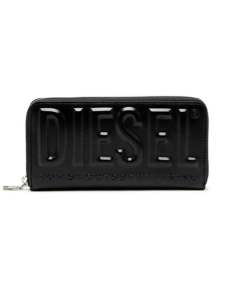 Diesel Portemonnaie mit Logo-Prägung - Schwarz Schwarz