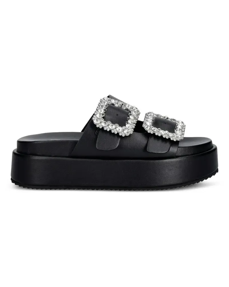 Buffalo Noa Ari Glam crystal-buckle platform slides - Schwarz Schwarz