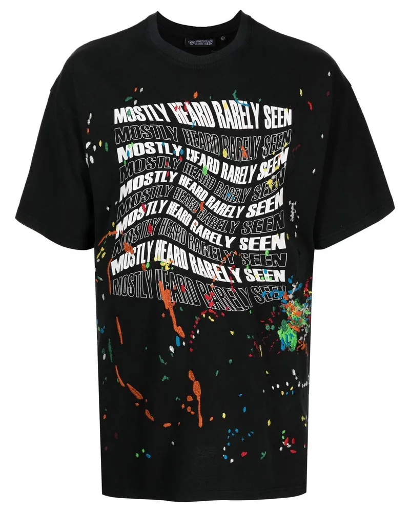Mostly Heard Rarely Seen T-Shirt mit Farbklecksen - Schwarz Schwarz