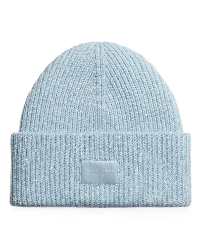 Rag & Bone Blake ribbed-knit beanie hat - Blau Blau