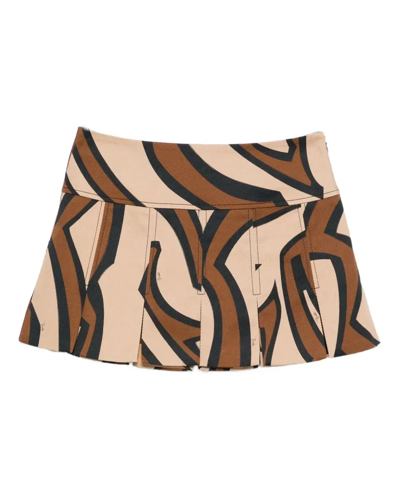 Emilio Pucci graphic-print pleated mini skirt - Nude Nude