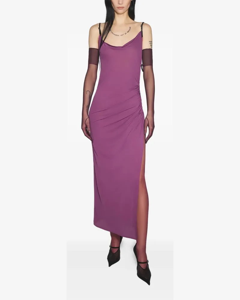 Thierry Mugler Midikleid mit seitlichem Schlitz - Violett Violett