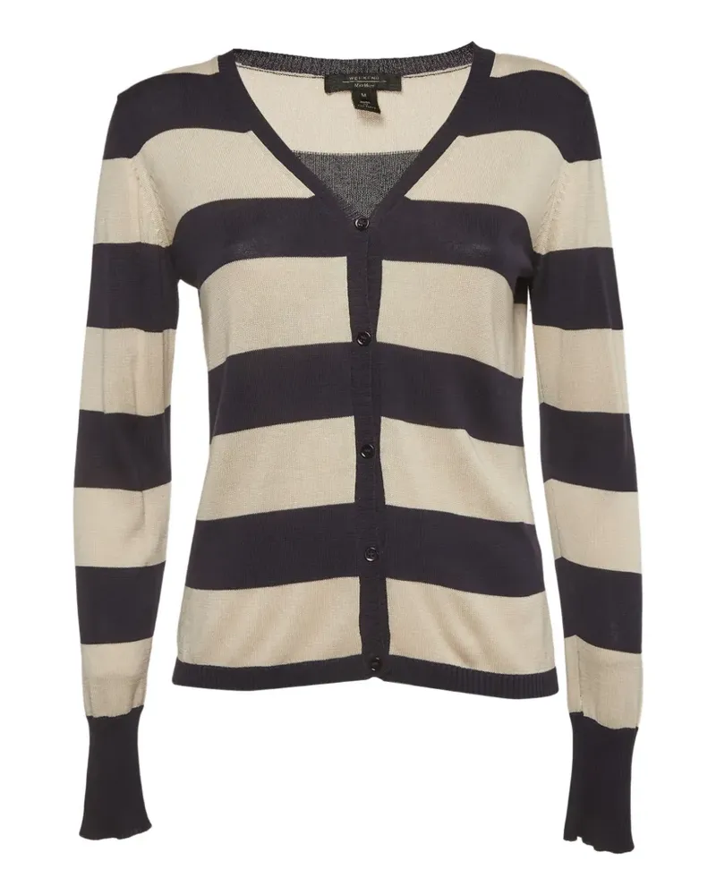 Max Mara Gestreifter Cardigan mit V-Ausschnitt - Nude Nude