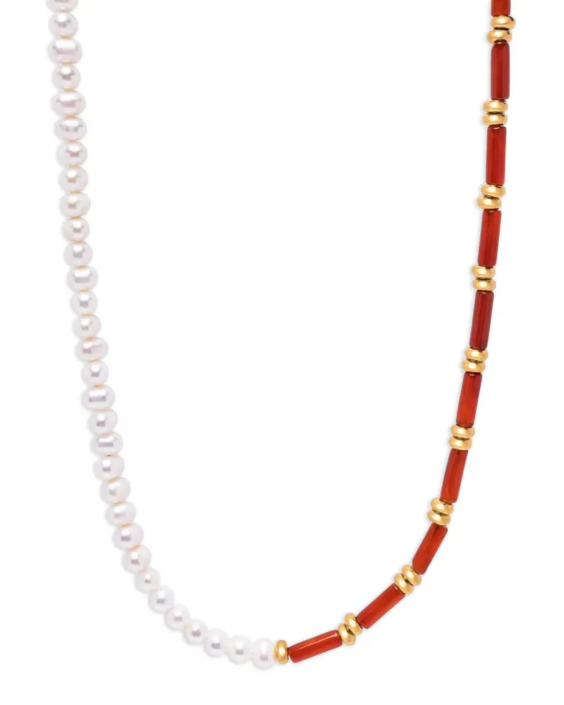 Nialaya Choker mit Perlen aus Achat - Weiß Weiß