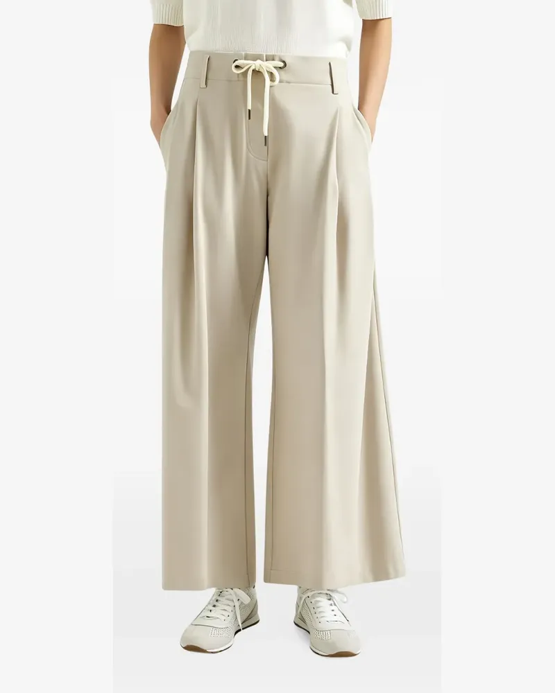 Brunello Cucinelli pleated drawstring-waist palazzo pants - Nude Nude