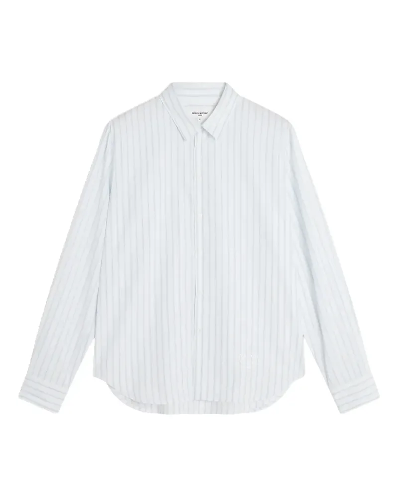Kitsuné vertical-stripe long-sleeve shirt - Weiß Weiß