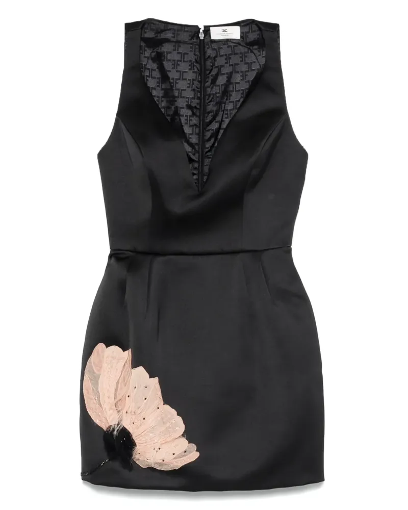 Elisabetta Franchi Minikleid mit Blumenstickerei - Schwarz Schwarz