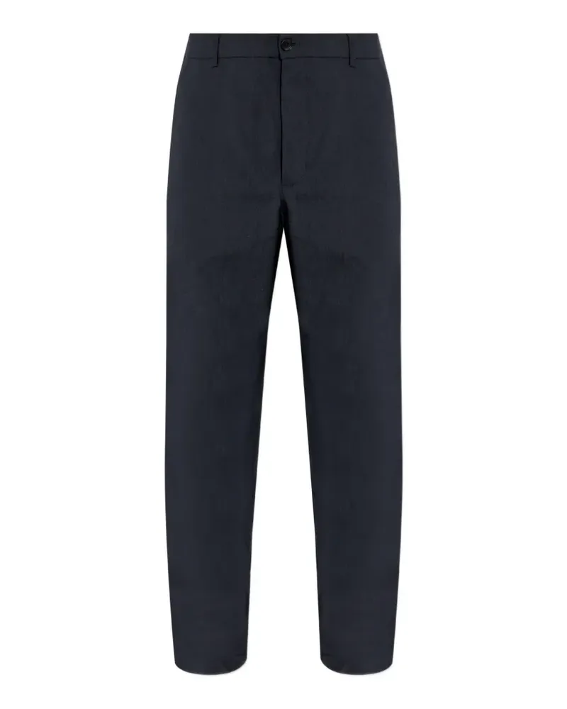Moncler Technical logo-patch linen trousers - Blau Blau