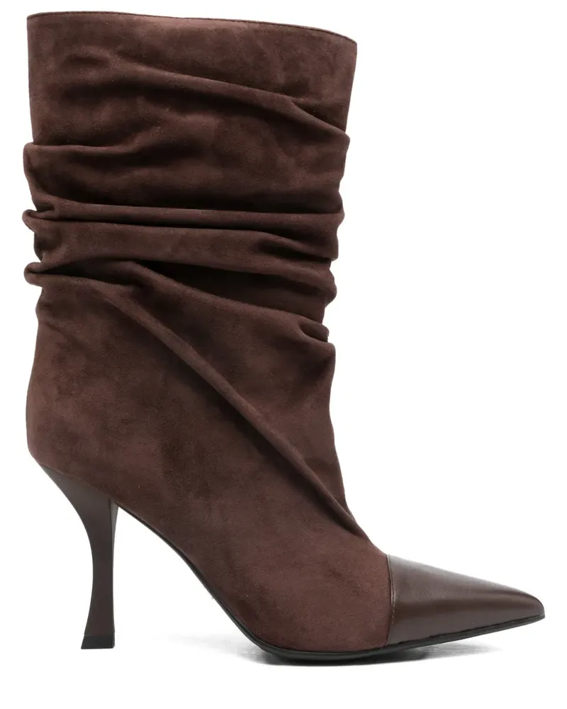 MARC ELLIS Geraffte Stiefel mit spitzer Kappe 90mm - Braun Braun