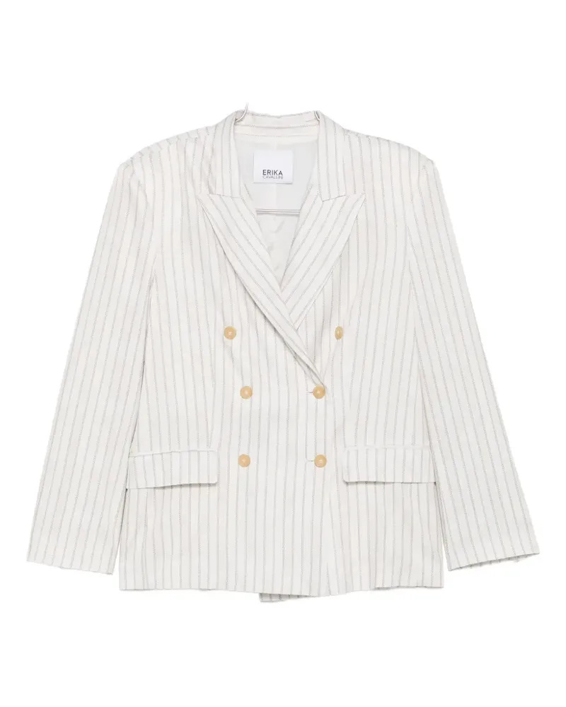 Erika Cavallini pinstripe double-breasted jacket - Nude Nude