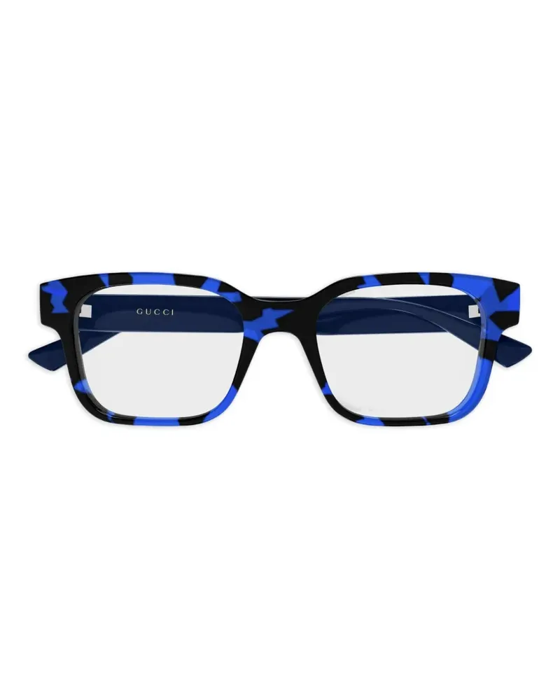Gucci tortoiseshell-effect rectangle-frame glasses - Blau Blau